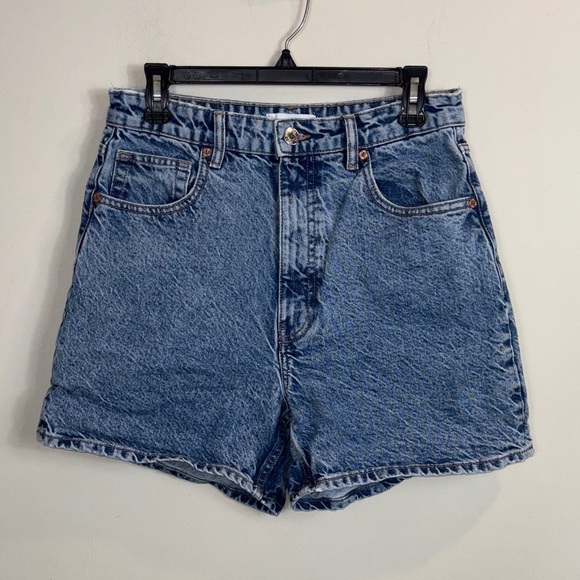 Zara Pants - Zara Y2K acid wash Classic Blue Jean High waist Shorts women size 8